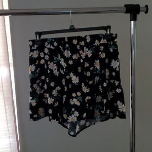 Black Floral Shorts